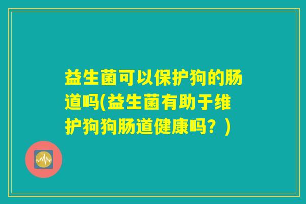 益生菌可以保护狗的肠道吗(益生菌有助于维护狗狗肠道健康吗？)