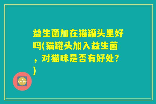 益生菌加在猫罐头里好吗(猫罐头加入益生菌，对猫咪是否有好处？)