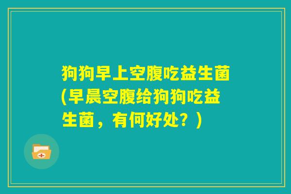 狗狗早上空腹吃益生菌(早晨空腹给狗狗吃益生菌,有何好处?) 狗狗早上空腹吃益生菌(早晨空腹给狗狗吃益生菌,有何好处?)