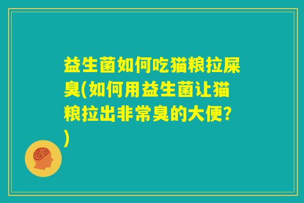 益生菌如何吃猫粮拉屎臭(如何用益生菌让猫粮拉出非常臭的大便？)
