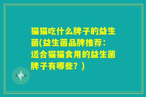 猫猫吃什么牌子的益生菌(益生菌品牌推荐：适合猫猫食用的益生菌牌子有哪些？)