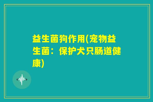益生菌狗作用(宠物益生菌：保护犬只肠道健康)