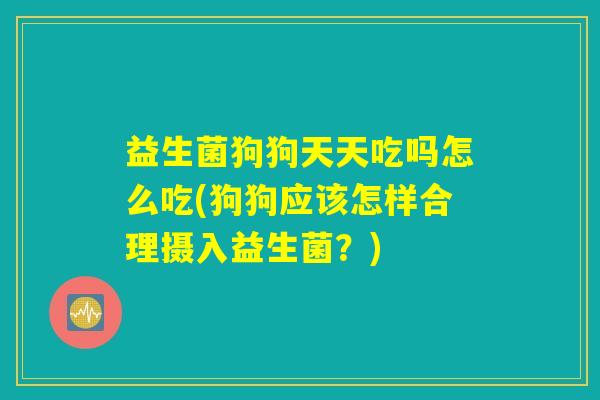 益生菌狗狗天天吃吗怎么吃(狗狗应该怎样合理摄入益生菌？)