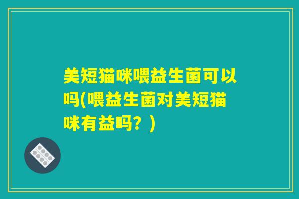 美短猫咪喂益生菌可以吗(喂益生菌对美短猫咪有益吗？)