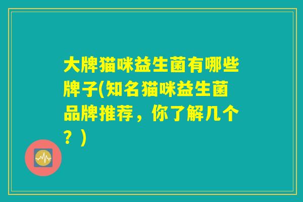 大牌猫咪益生菌有哪些牌子(知名猫咪益生菌品牌推荐，你了解几个？)