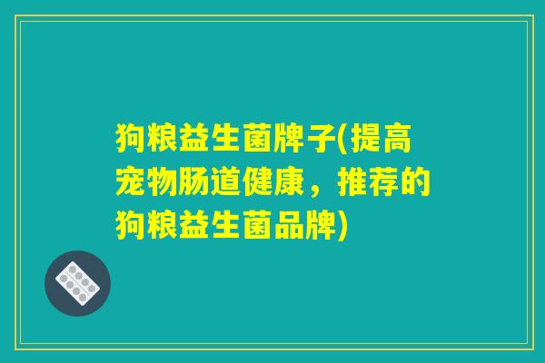 狗粮益生菌牌子(提高宠物肠道健康，推荐的狗粮益生菌品牌)