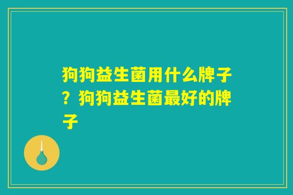 狗狗益生菌用什么牌子？狗狗益生菌最好的牌子