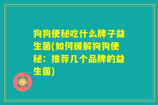 狗狗便秘吃什么牌子益生菌(如何缓解狗狗便秘：推荐几个品牌的益生菌)