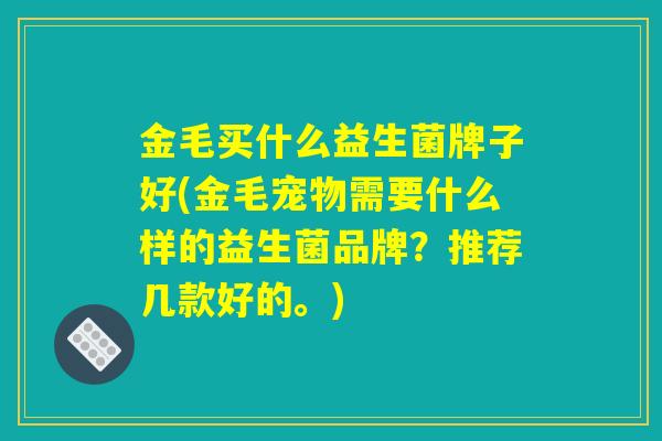 金毛买什么益生菌牌子好(金毛宠物需要什么样的益生菌品牌？推荐几款好的。)