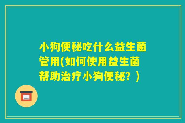 小狗便秘吃什么益生菌管用(如何使用益生菌帮助治疗小狗便秘？)
