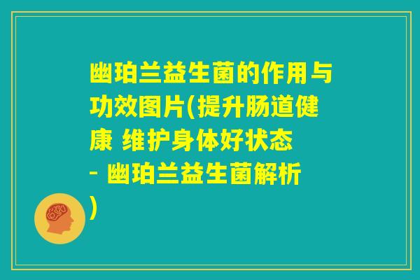 幽珀兰益生菌的作用与功效图片(提升肠道健康 维护身体好状态 - 幽珀兰益生菌解析)