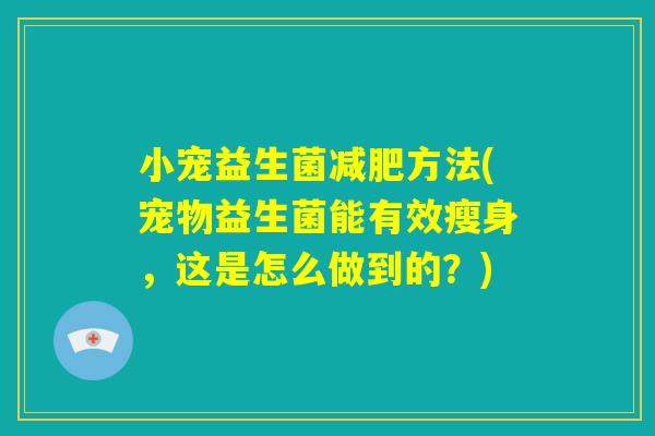 小宠益生菌减肥方法(宠物益生菌能有效瘦身，这是怎么做到的？)