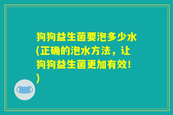 狗狗益生菌要泡多少水(正确的泡水方法，让狗狗益生菌更加有效！)