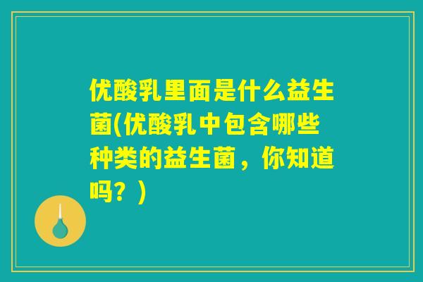 优酸乳里面是什么益生菌(优酸乳中包含哪些种类的益生菌，你知道吗？)