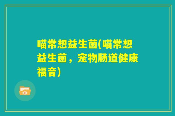 喵常想益生菌(喵常想益生菌，宠物肠道健康福音)