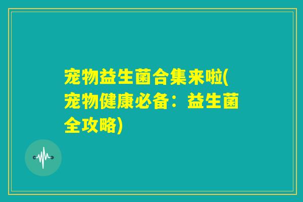 宠物益生菌合集来啦(宠物健康必备：益生菌全攻略)