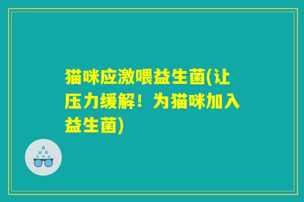 猫咪应激喂益生菌(让压力缓解！为猫咪加入益生菌)