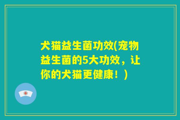 犬猫益生菌功效(宠物益生菌的5大功效，让你的犬猫更健康！)