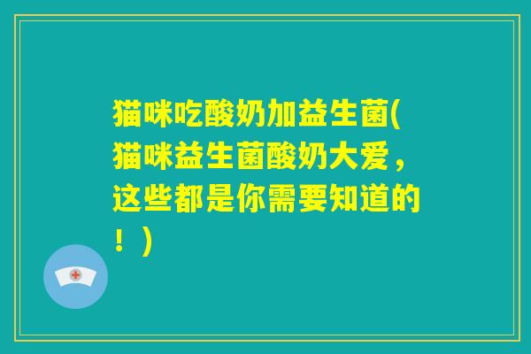 猫咪吃酸奶加益生菌(猫咪益生菌酸奶大爱，这些都是你需要知道的！)