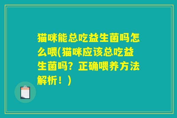 猫咪能总吃益生菌吗怎么喂(猫咪应该总吃益生菌吗？正确喂养方法解析！)