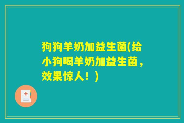 狗狗羊奶加益生菌(给小狗喝羊奶加益生菌,效果惊人!) 狗狗羊奶加益生菌(给小狗喝羊奶加益生菌,效果惊人!)