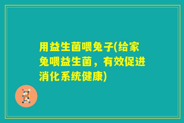 用益生菌喂兔子(给家兔喂益生菌，有效促进消化系统健康)