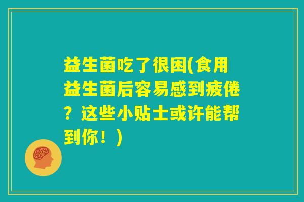 益生菌吃了很困(食用益生菌后容易感到疲倦？这些小贴士或许能帮到你！)