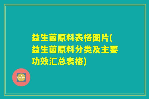 益生菌原料表格图片(益生菌原料分类及主要功效汇总表格)