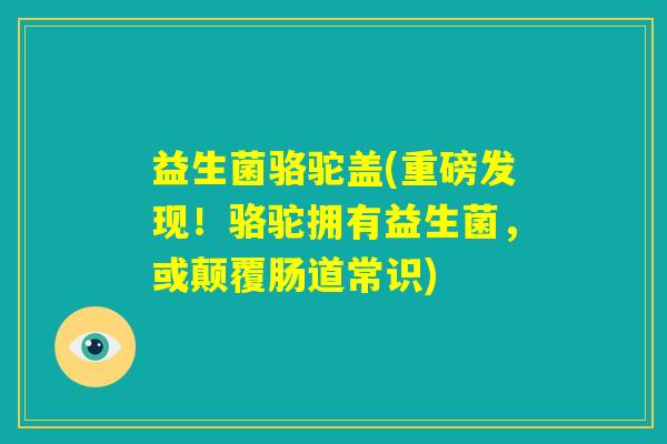 益生菌骆驼盖(重磅发现!骆驼拥有益生菌,或颠覆肠道常识) 益生菌骆驼盖(重磅发现!骆驼拥有益生菌,或颠覆肠道常识)