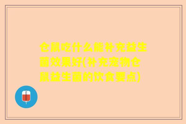 仓鼠吃什么能补充益生菌效果好(补充宠物仓鼠益生菌的饮食要点)