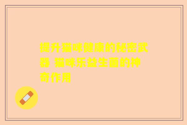 提升猫咪健康的秘密武器 猫咪乐益生菌的神奇作用