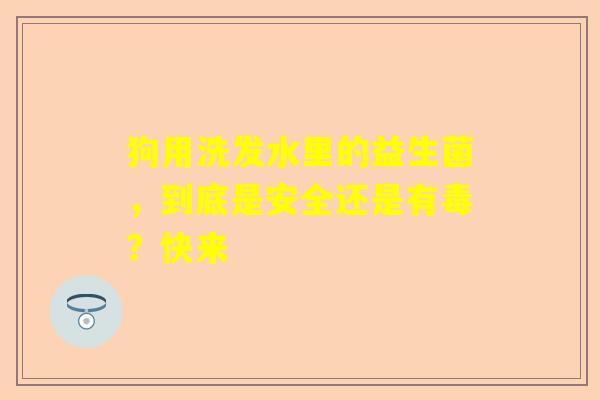 狗用洗发水里的益生菌，到底是安全还是有毒？快来