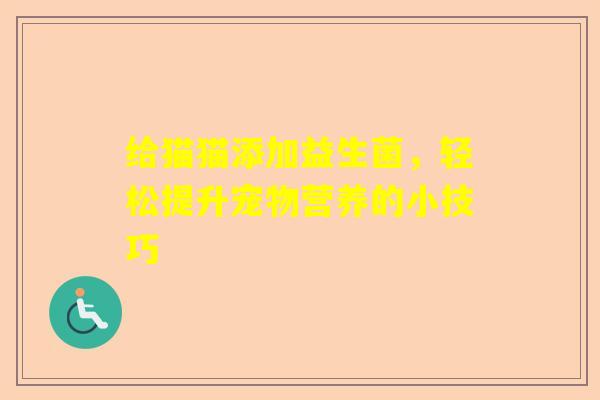 给猫猫添加益生菌，轻松提升宠物营养的小技巧