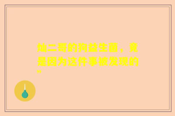 灿二哥的狗益生菌，竟是因为这件事被发现的”